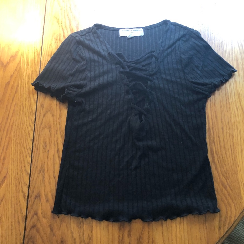 Urban Outfitters black lace up crop top